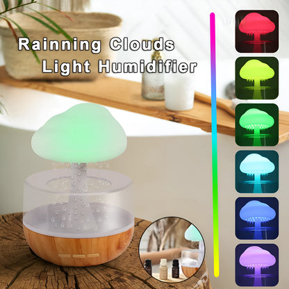 White cloud shaped humidifier with coloured lights, water flow effect and USB charging port