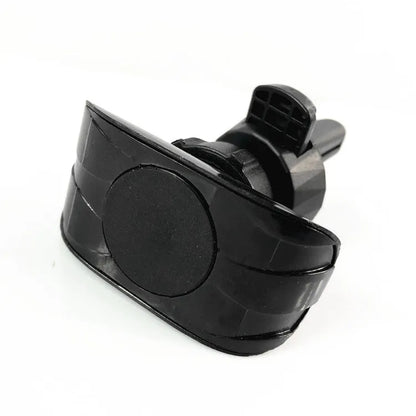 Matt black universal car phone holder with flexible gooseneck arm attached to car air vent