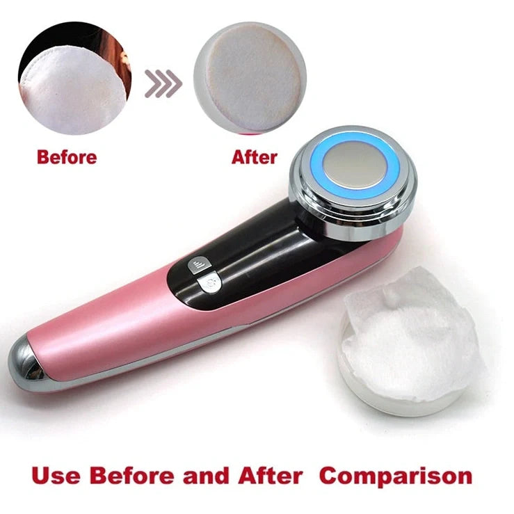 Photon facial massage device with red-blue light therapy, 166mm compact design