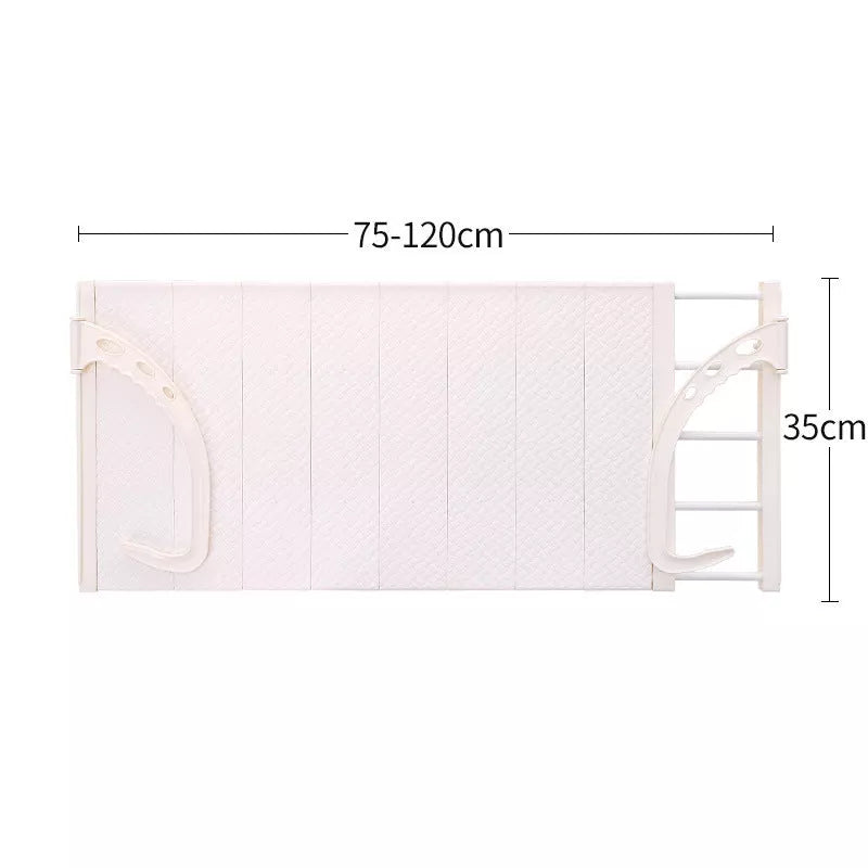 Adjustable hanging window sill drying rack in white and pink, 50x35cm