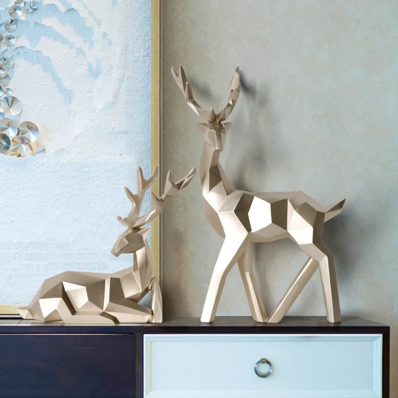 Modern resin deer sculpture decoration in simple contemporary style with animal figurine design
