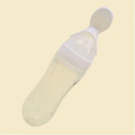 Blue baby silicone feeding spoon with 90ml capacity for rice paste and semi-liquid foods