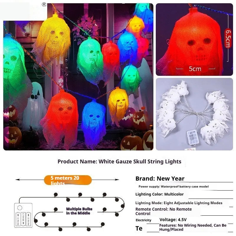 Halloween battery-powered LED light string in plastic housing for indoor wall decoration