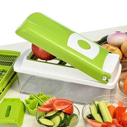 Versatile 12-Piece Vegetable Chopper Set with Stainless Steel Blades and Durable ABS Plastic Body
