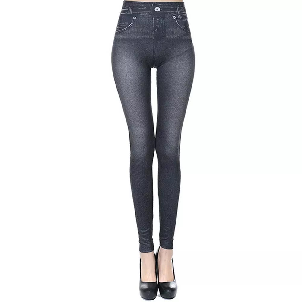 High Waisted Jeggings in denim look with stretch fit for comfort and style