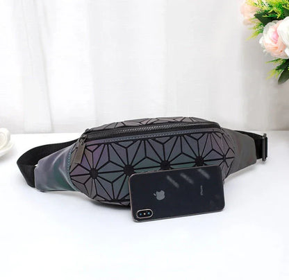 Stylish waist bags in various colors made of premium PU leather with a sleek geometric design, providing hands-free convenience and organization for modern women.