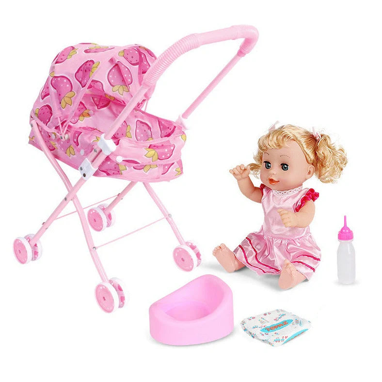 Princess Xiaoli doll trolley toy with character sets in rainbow car, strawberry car, and love car designs