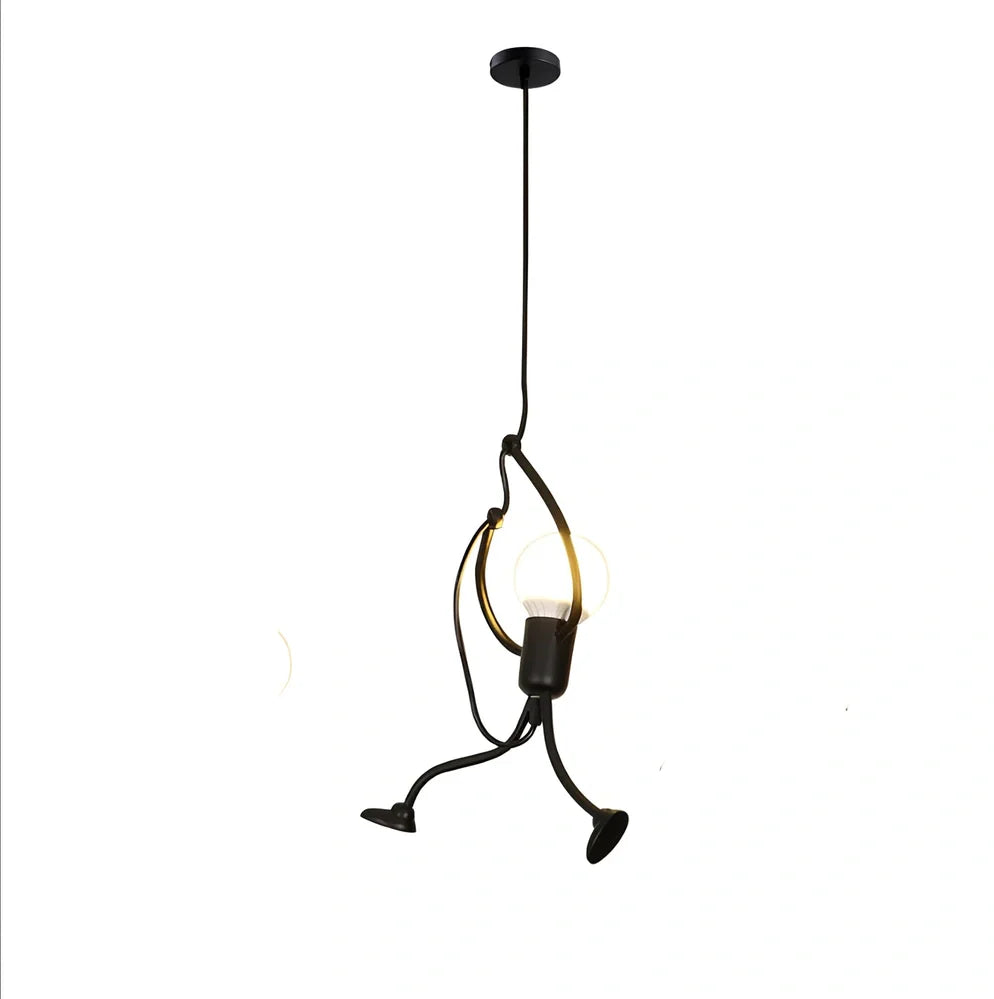 Black iron adjustable chandelier with 140cm height and three head lighting configurations