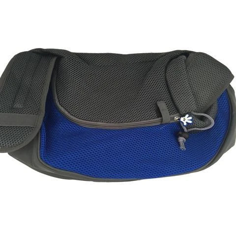 A soft, mesh pet carrier sling bag with a padded shoulder strap for hands-free carrying of your dog or cat during outdoor adventures.