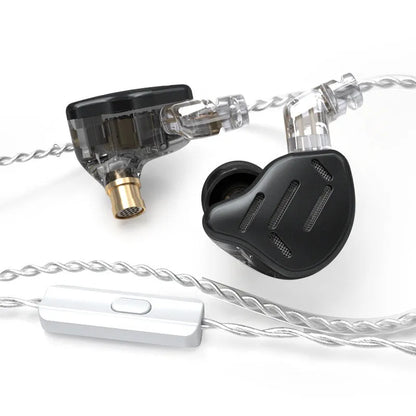 KZ ZAX hybrid driver in-ear headphones in Black or Silver blue with 3.5mm L-bend plug