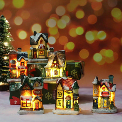 Christmas Micro Landscape Resin House Ornament with detailed festive design