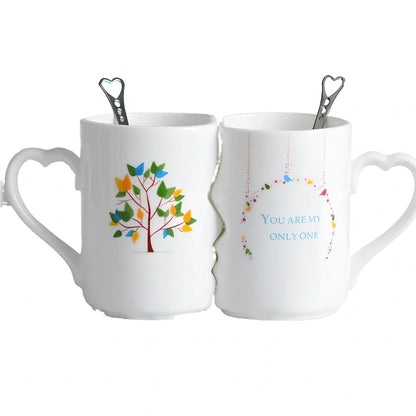 Pair of ceramic cups with 360ml capacity, high-temperature jade porcelain construction, four colour options