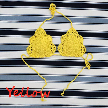 Handmade crochet bikini top with cotton lining in various colors