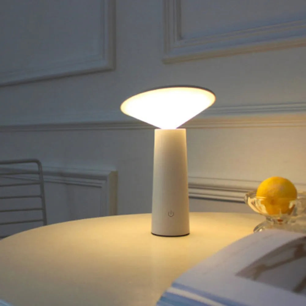 Black or white USB LED table lamp with touch sensor, flip head, and adjustable lighting for reading