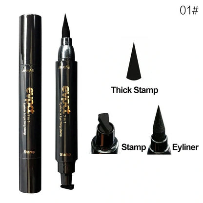 Dual-Tip Winged Eyeliner Stamp with Carbon-Black Pigment for Easy Application