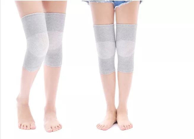 Compression knee support sleeves for joint pain and arthritis relief in black, skin, and gray