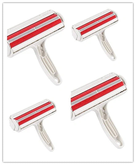 ABS pet hair remover tool in red and blue for efficient cleaning of furniture and carpets