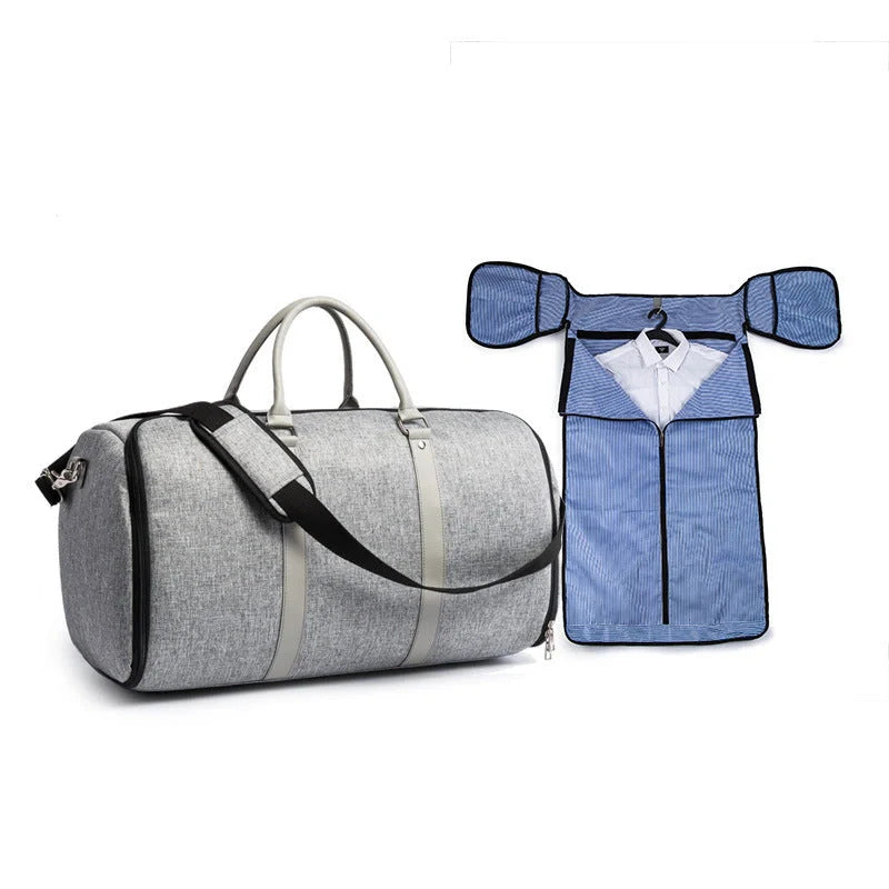 Large-capacity multi-function suit bag for gym and travel in black and grey
