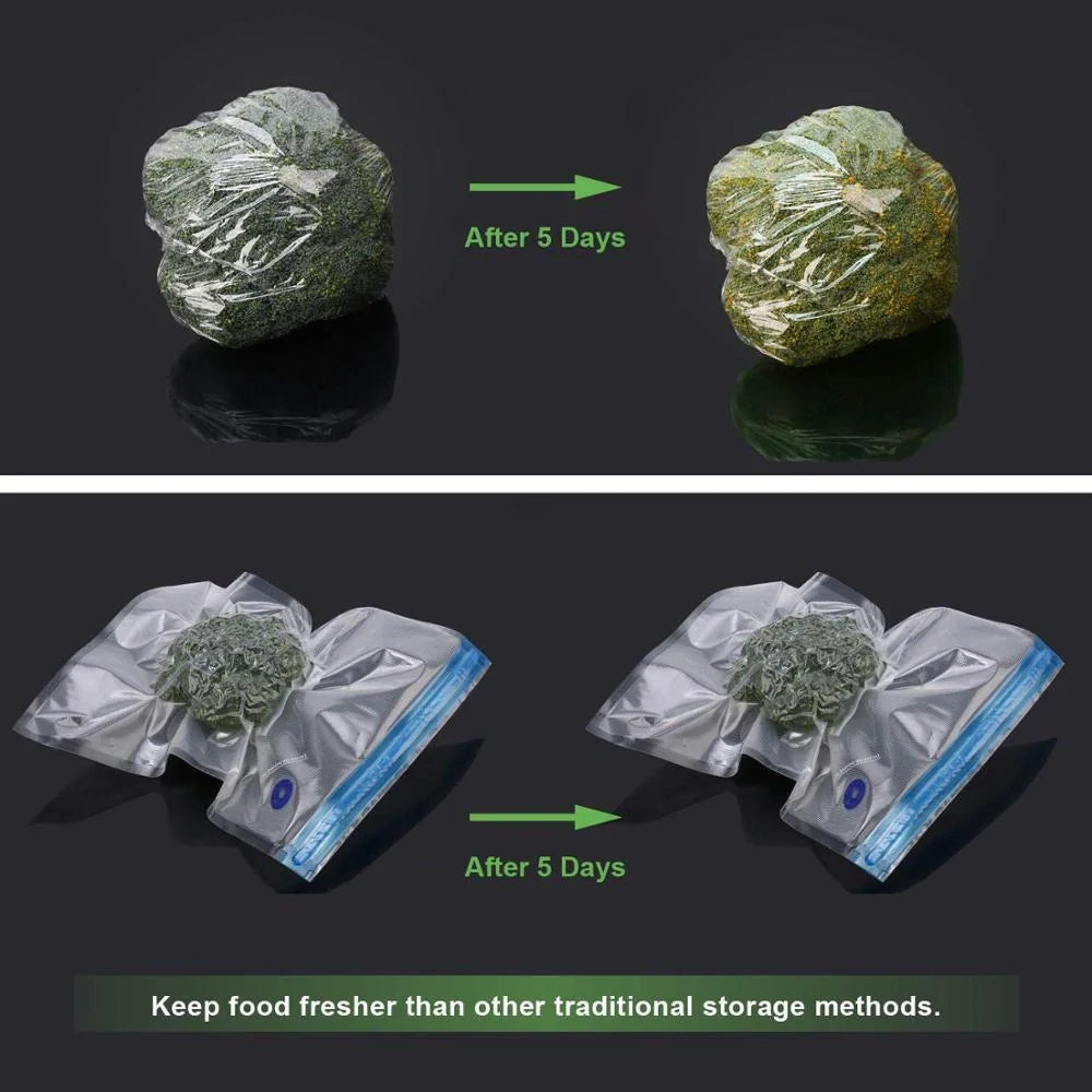 Premium vacuum seal food storage bags with hand pump for keeping food fresh longer