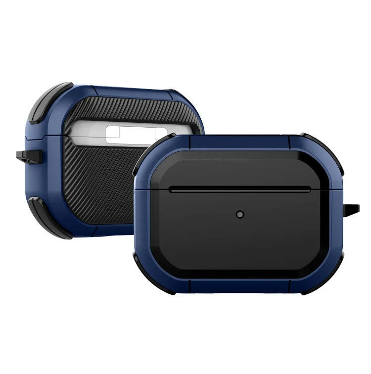Black TPU and PC protective shell case for Apple AirPods 1, 2, and AirPods Pro charging case