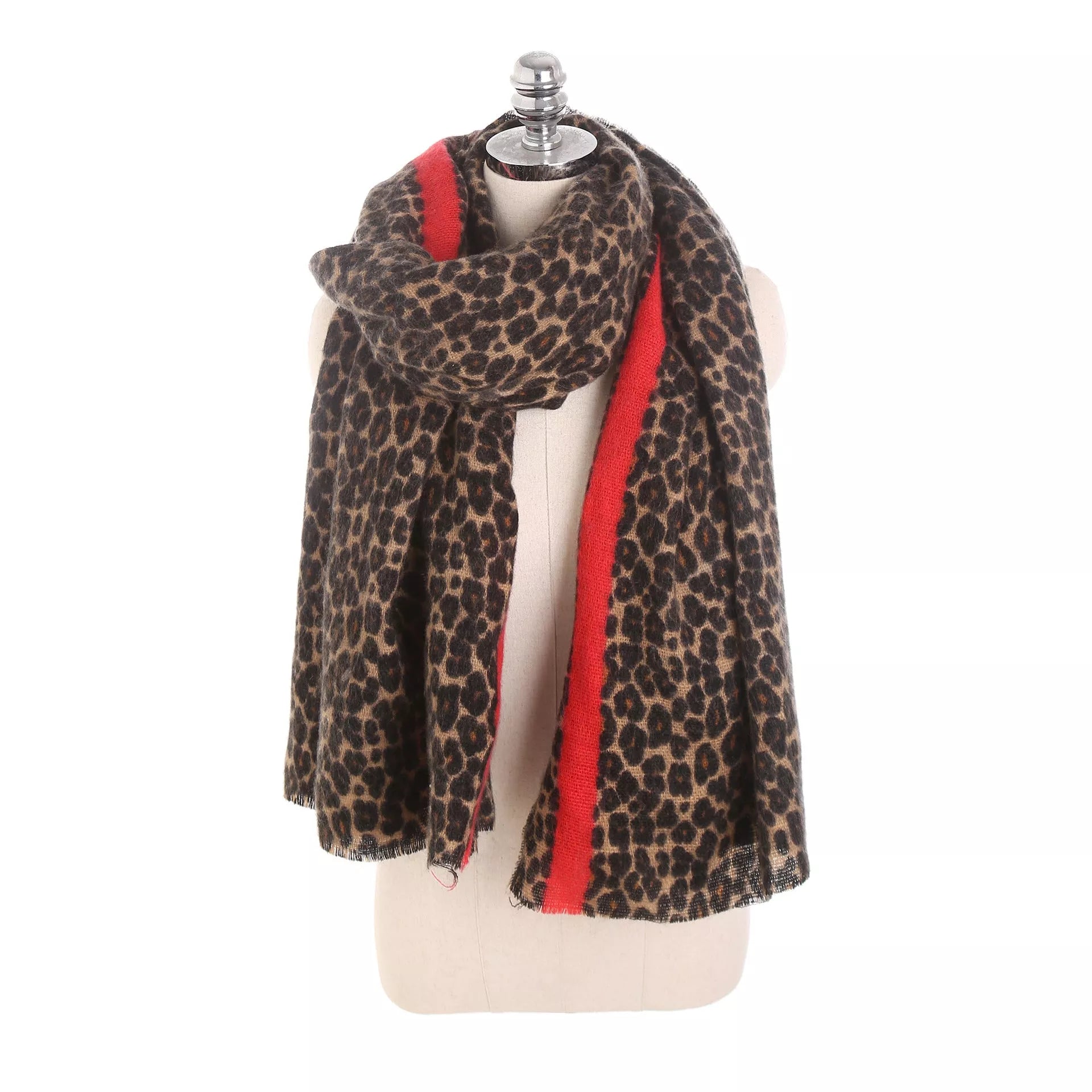 Leopard-print imitation cashmere women's scarf shawl, 200x90cm, available in multiple colors