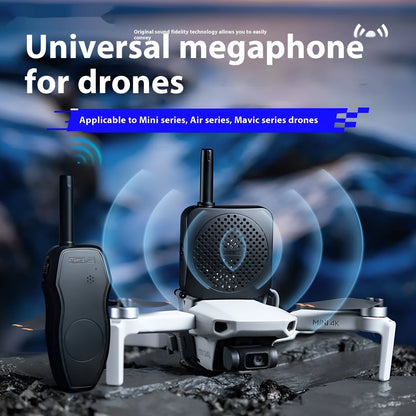 Black universal UAV high-altitude megaphone speaker with walkie-talkie and charging cable, boxed set