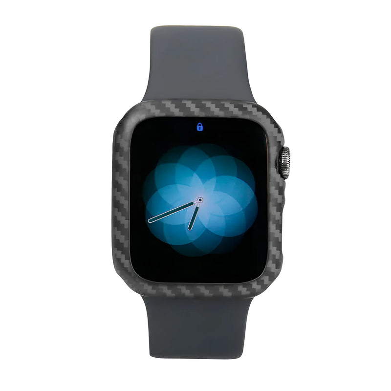 Apple Watch 4 Carbon Fibre Half Wrap Leather Case: An ultra-thin 44mm protective shell with a choice of bright or matt black finishes for your smartwatch.