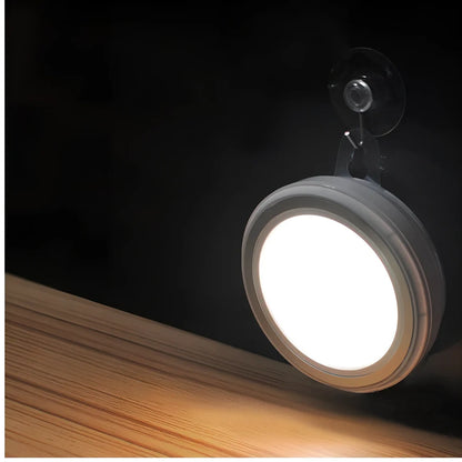 Round white motion sensor LED light with 80mm diameter for wardrobe and corridor lighting