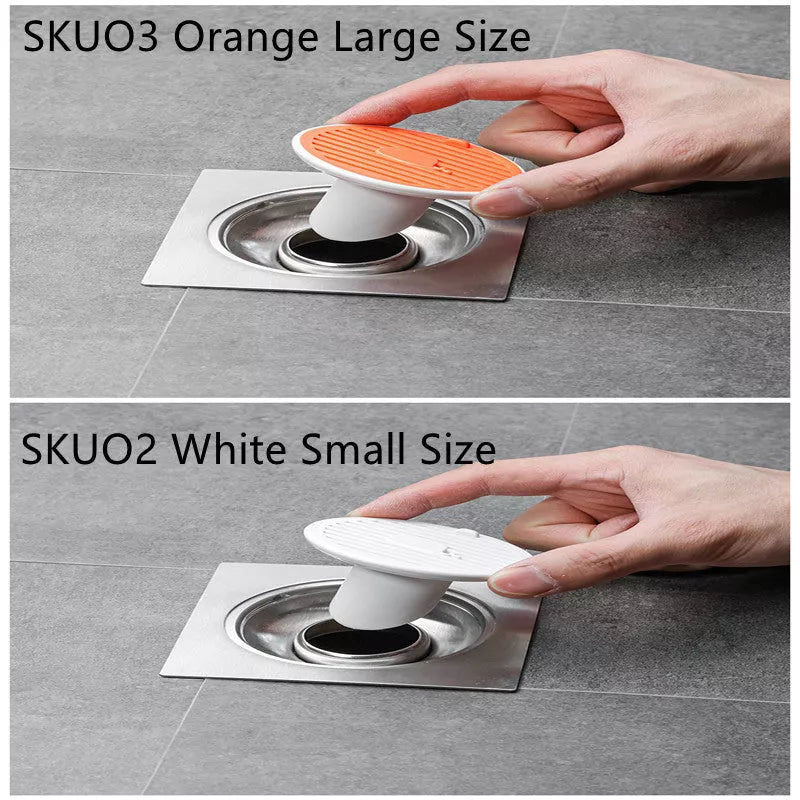 Whale Magnetic Suction Floor Drain Cover in white, orange, or green, blocking sewer odors with a tight seal
