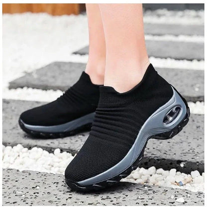 Stylish and comfortable dancing shoes with mesh upper, wedge heel, and waterproof platform