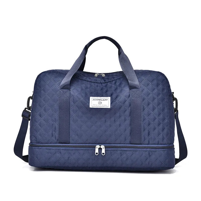 Oxford cloth travel bag with 36-55 litre capacity in street trend style with sewing thread details