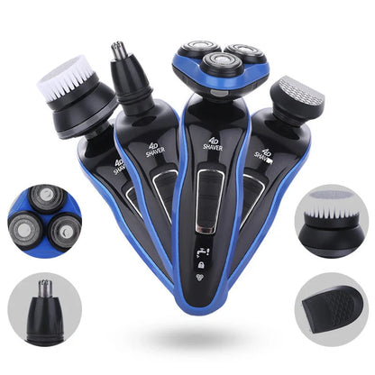 4-in-1 electric shaver for men with triple blade, rechargeable trimmer