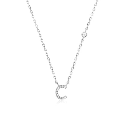 Custom Initial Necklace with sparkling CZ pendant, available in gold or silver finish