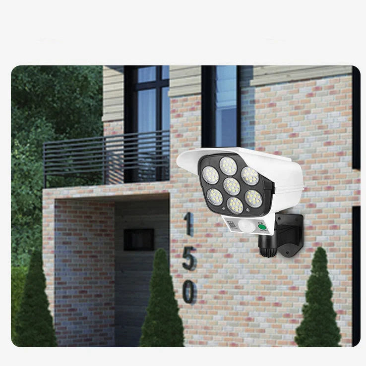 White solar simulation surveillance camera wall light with remote control for outdoor security