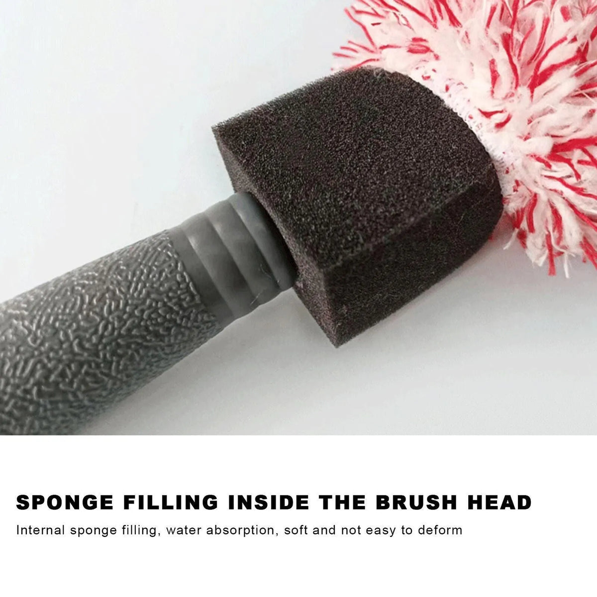 Long handled ultra-fine fibre wheel brush car wash brush for alloy wheel cleaning, available in blue, black, or red