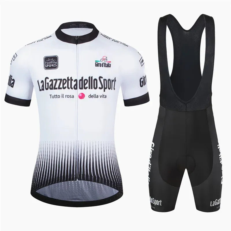 Loop short sleeve cycling suit in a patterned colour on a road bike, showing moisture-wicking fabric.