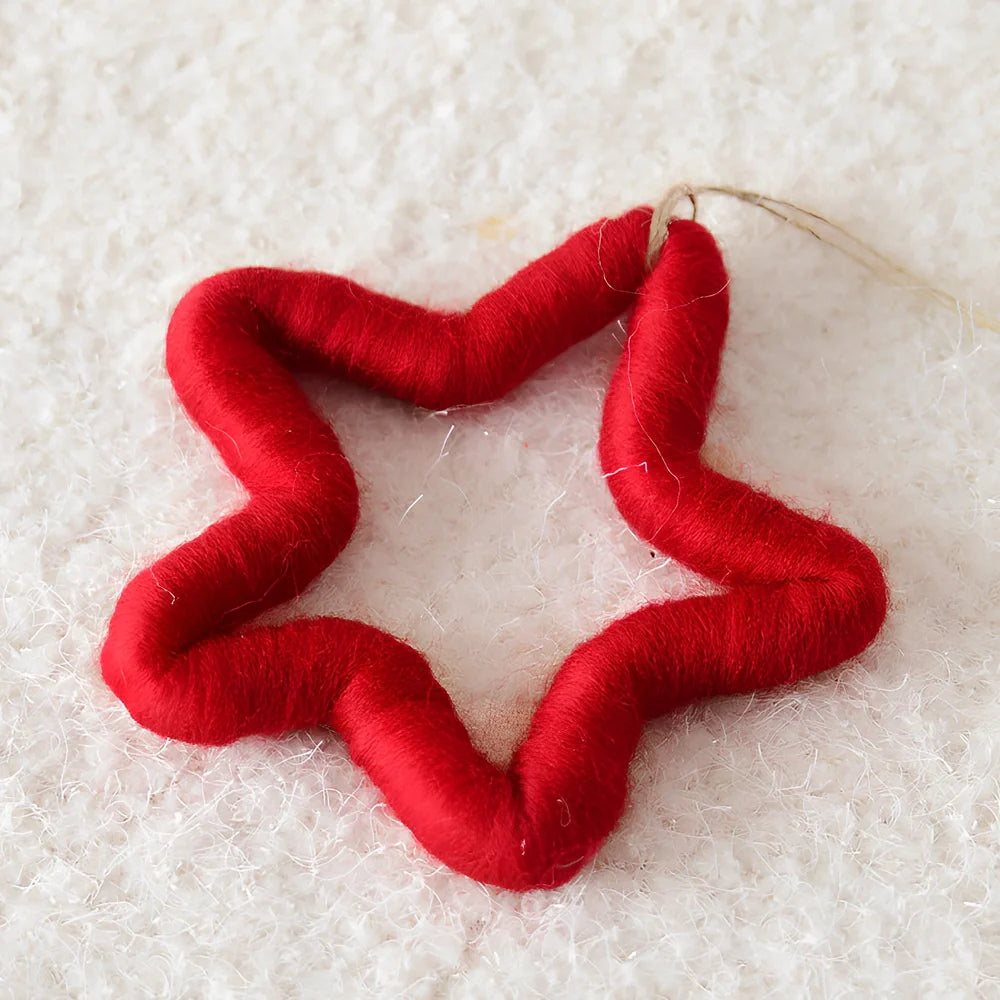 19cm wool felt snowflake and 13cm star Christmas tree decorations with laser-cut details