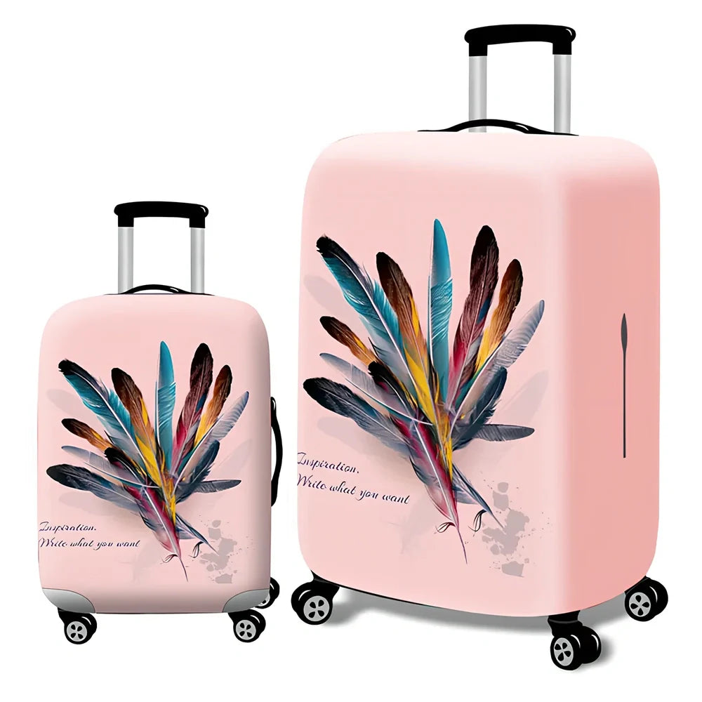 Elastic trolley case cover protecting luggage with polyester fabric, available in multiple sizes and patterns