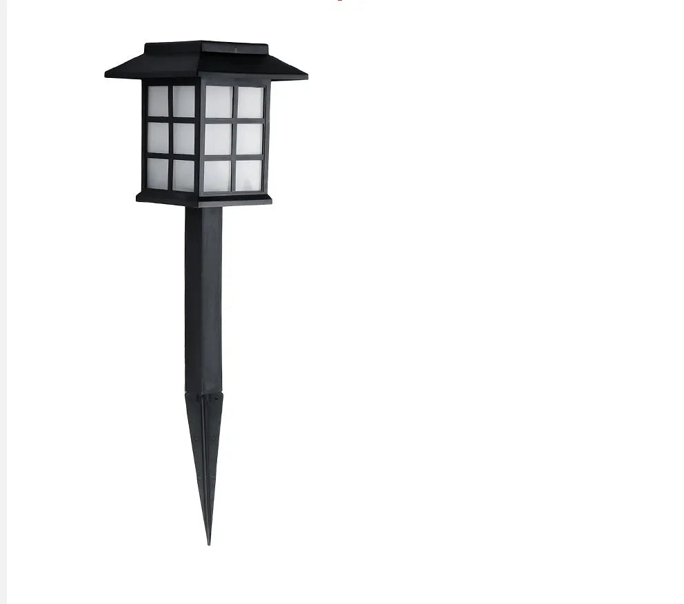 Black solar outdoor LED lawn light for garden and pathway illumination