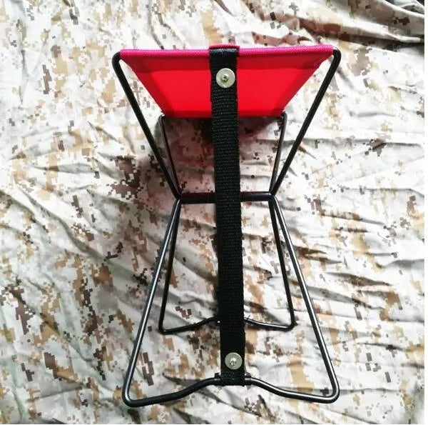 Compact Portable Pocket Chair with metal frame and fabric cushion