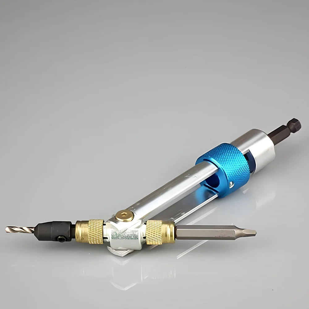 Half Time Drill driver with swivel head and 18 bits including Phillips, flathead, and countersink options