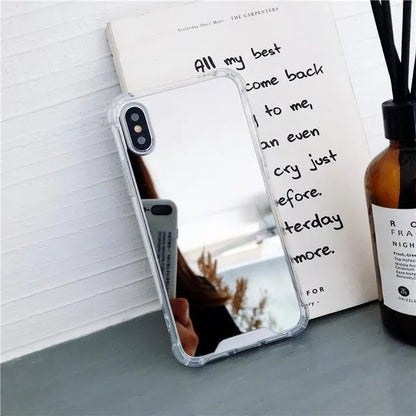 Mirror Phone Case for iPhone showing TPU material and built-in mirror surface