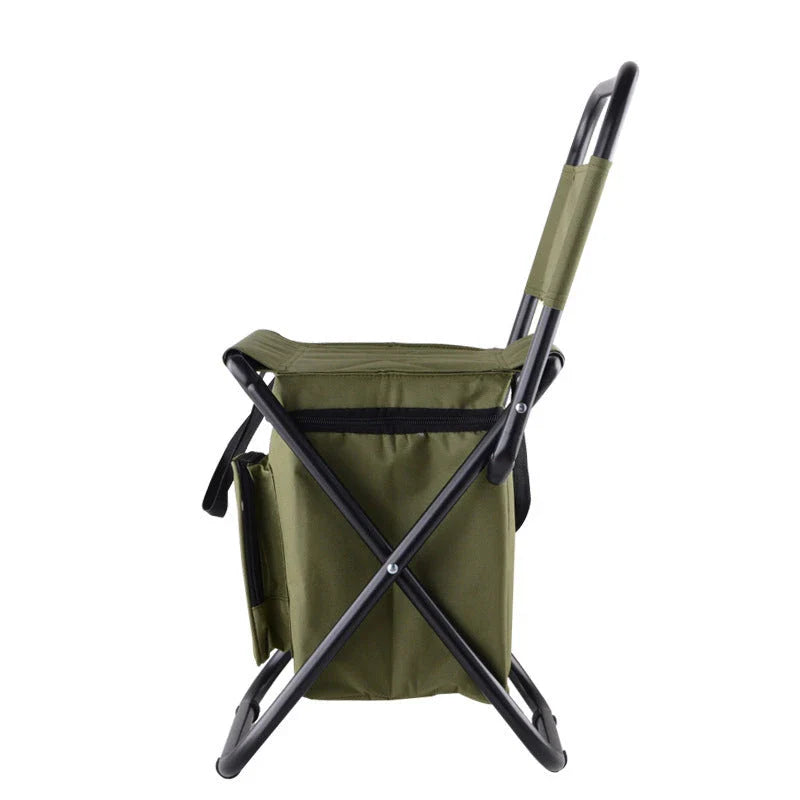 Portable Fishing Chair with Insulated Cooler Compartment - Durable Outdoor Furniture with Cooler for Chilled Refreshments