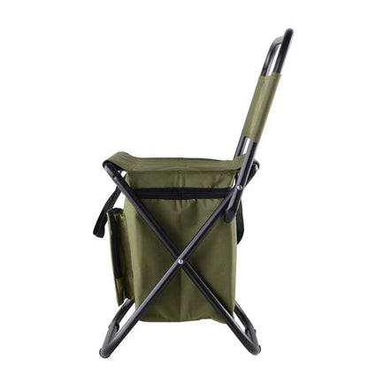 Portable Fishing Chair with Insulated Cooler Compartment - Durable Outdoor Furniture with Cooler for Chilled Refreshments