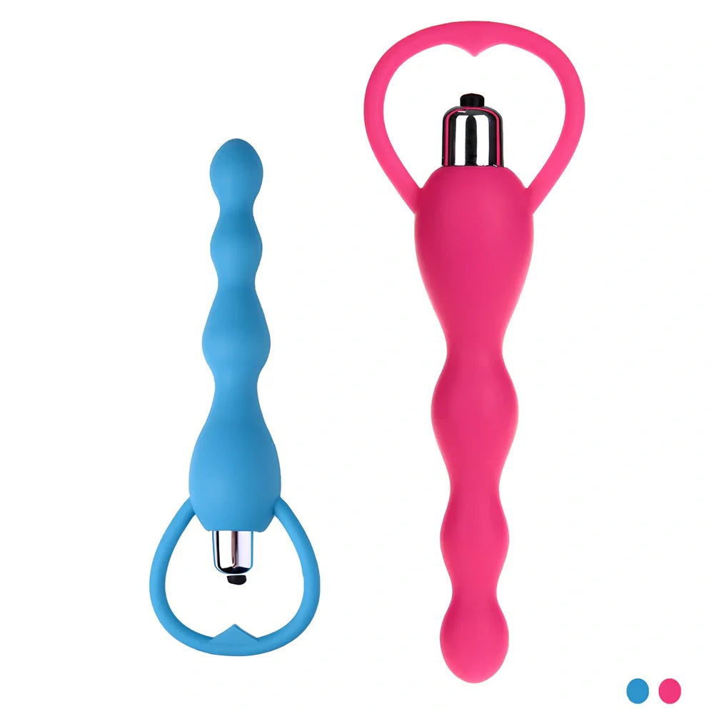 Silicone adult toy with vibrating egg and plastic sleeve in black, blue, and rose red colours