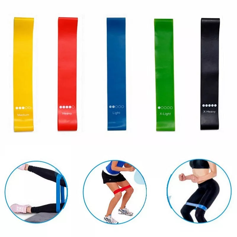 Yoga resistance rubber bands in five colors for variable fitness training