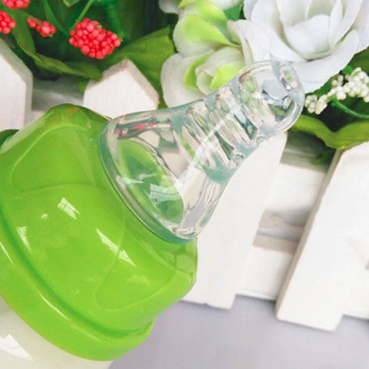 60ml infant feeding bottle with variable flow nipple in blue, green, or pink colour options