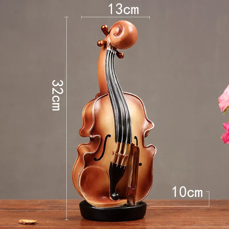 European style resin violin music box ornament for desktop decoration