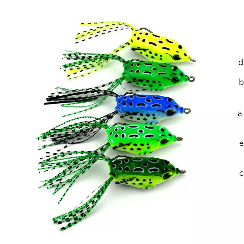 HENG JIA Ray Walu Sub 5.5cm8g Hook Pocket Frog Soft Bait Set - 5 pieces