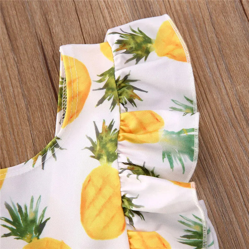 Printed sleeve one-piece girls swimsuit in Red or Yellow, Polyester, sizes 80-120cm